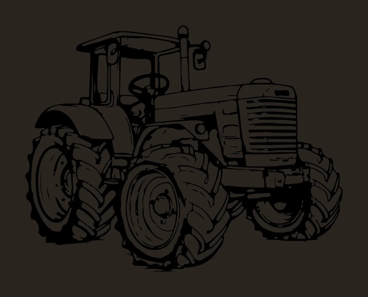 Classic Field Tractor Front View stationary wheels exhaust pipe contrast preview thumbnail