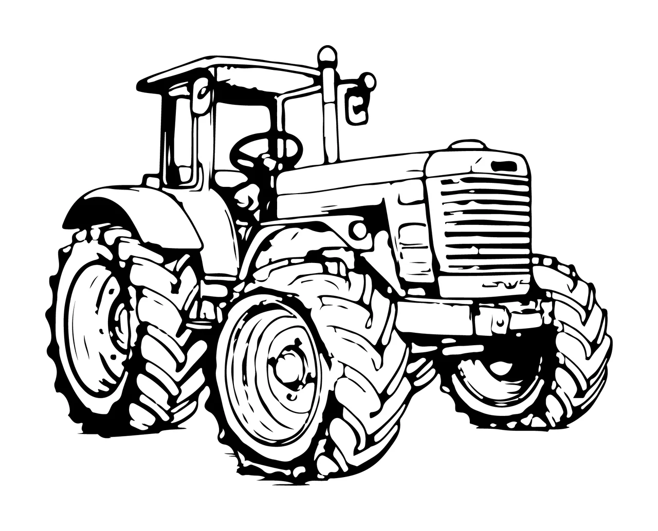 Classic Field Tractor Front View stationary wheels exhaust pipe