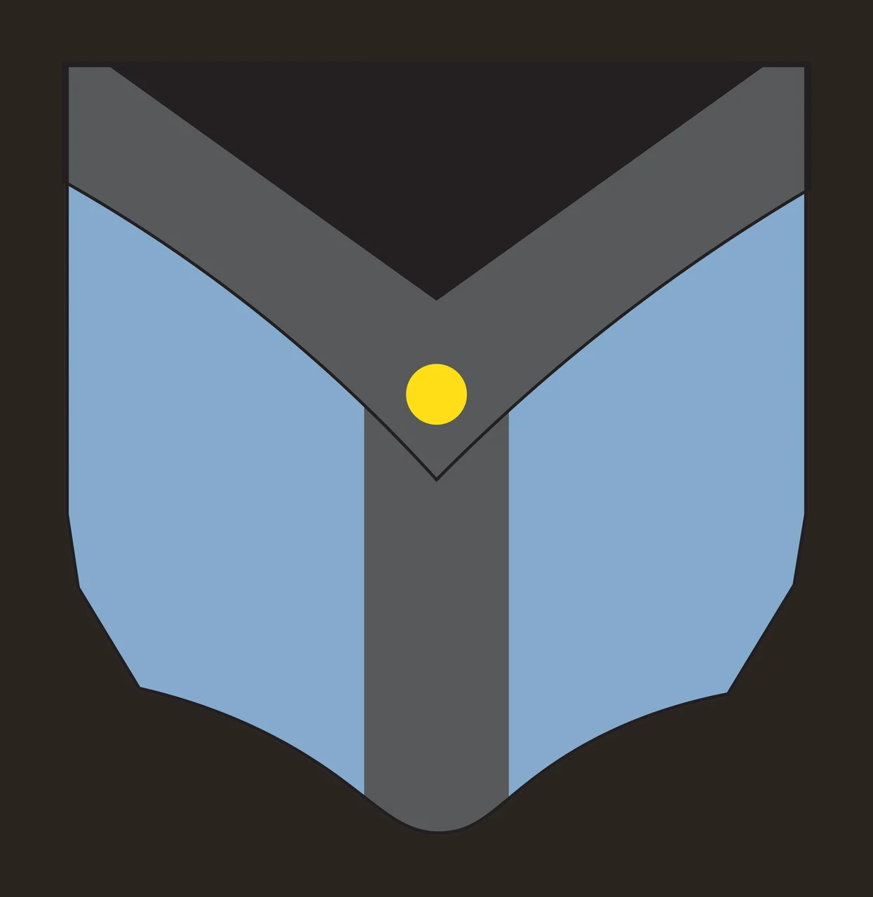 Simple Black Downward Pointing Shield Shape With Flat border contrast preview thumbnail