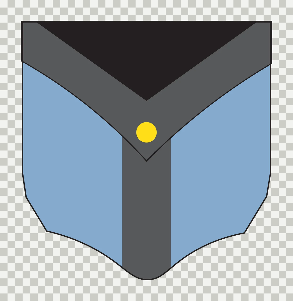 Simple Black Downward Pointing Shield Shape With Flat border transparency and detail preview thumbnail