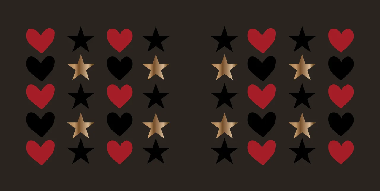 Can Glass Wrap Grid Of Alternating Black Heart hearts and stars contrast preview thumbnail