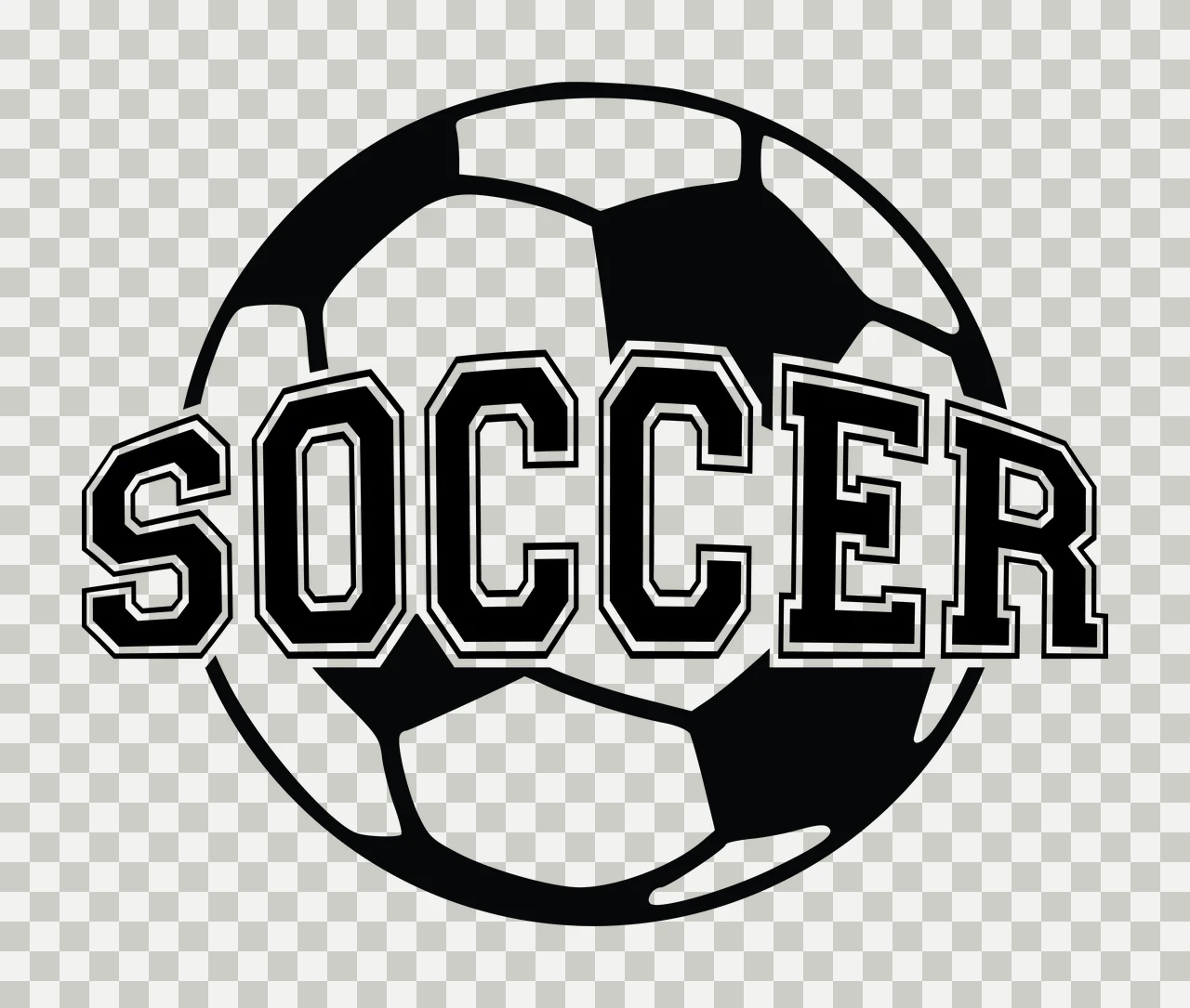 Soccer Ball Graphic With The Word Overlaid displaying text transparency and detail preview thumbnail
