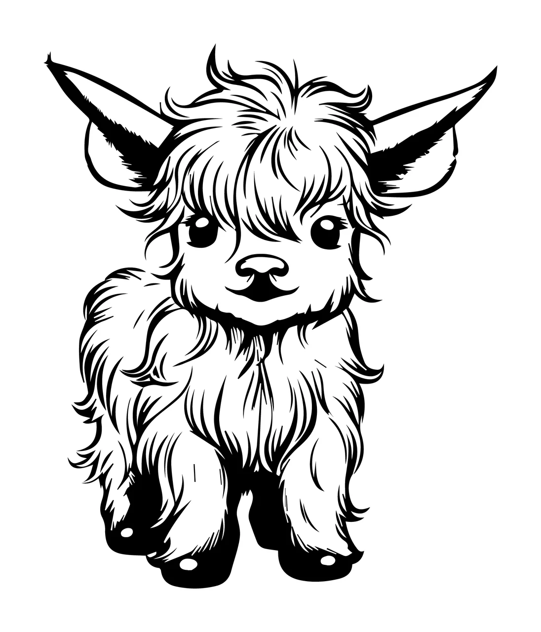 Fluffy Hairy Animal Head Portrait looking hair horns ears eyes