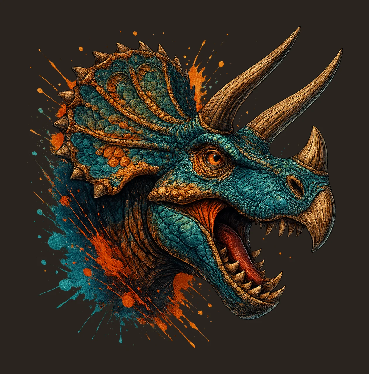 Trex Dinosaur Splash Watercolor Sublimation Design Dinosaur contrast preview thumbnail