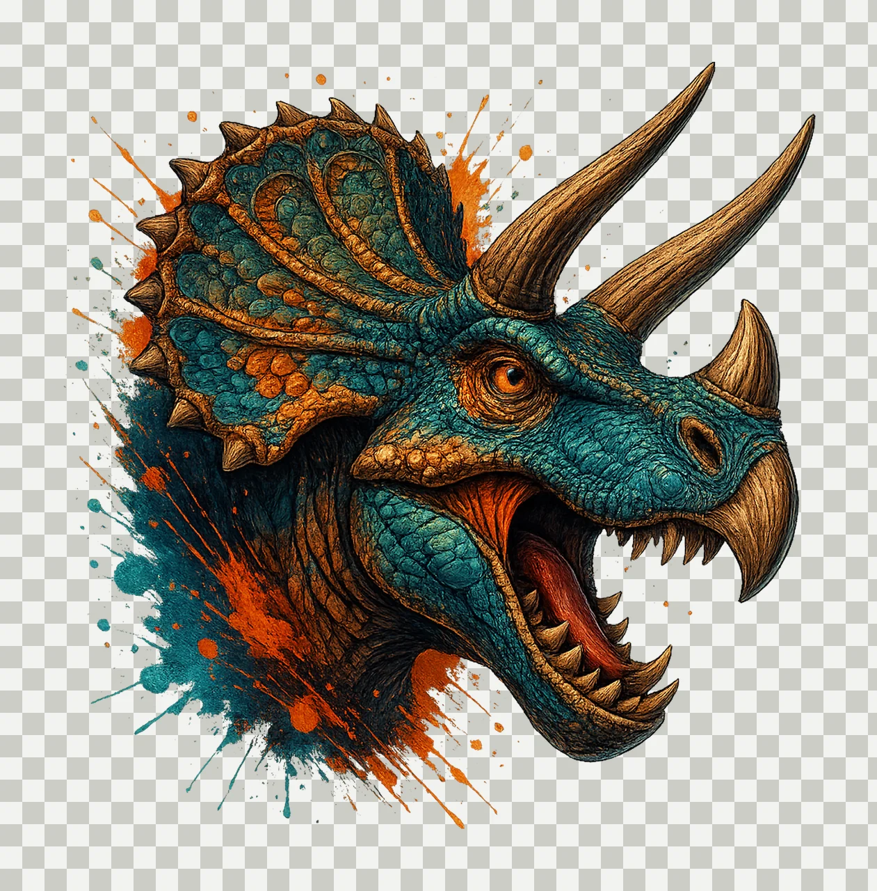 Trex Dinosaur Splash Watercolor Sublimation Design Dinosaur transparency and detail preview thumbnail