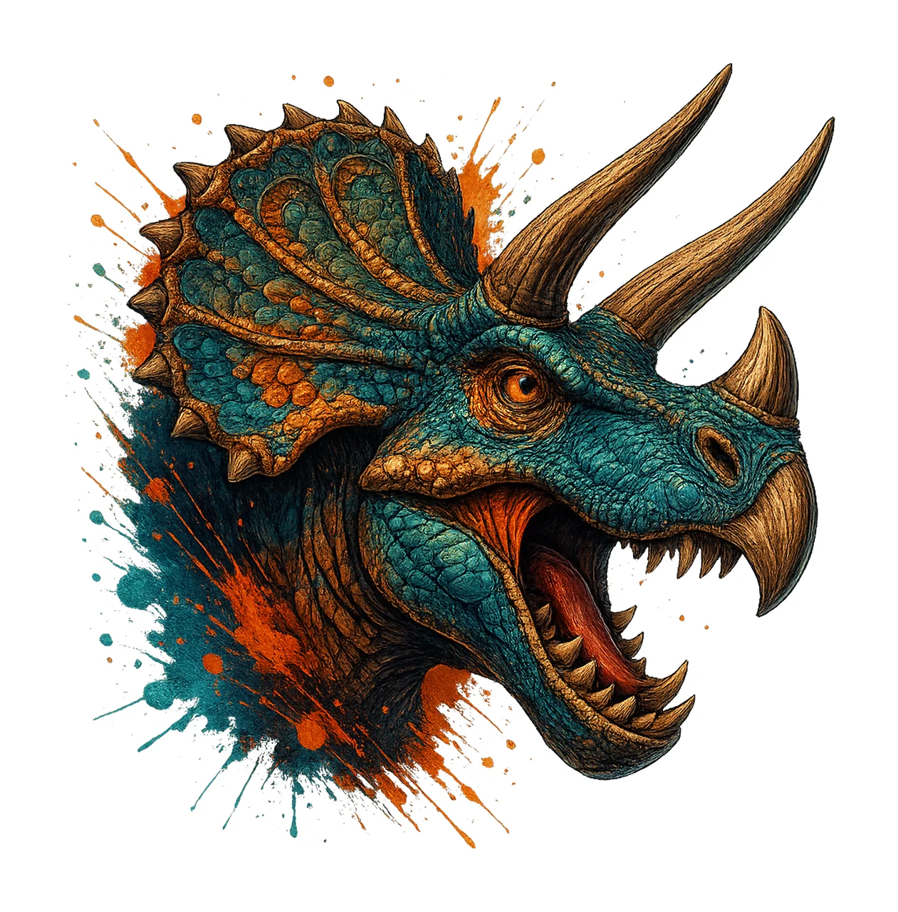 Trex Dinosaur Splash Watercolor Sublimation Design Dinosaur