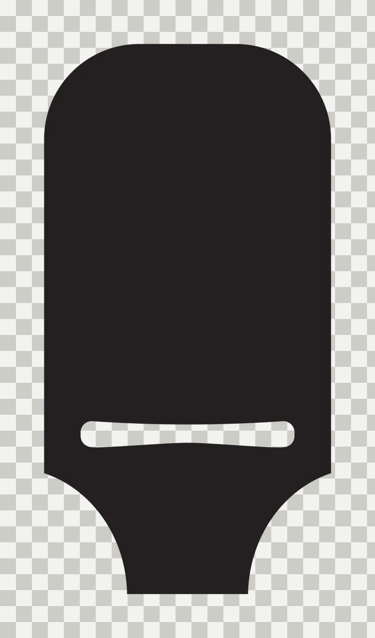 Rounded rectangular silhouette Illustration with rounded top, narrow flared base, horizontal white slit and tall body in black transparency and detail preview thumbnail