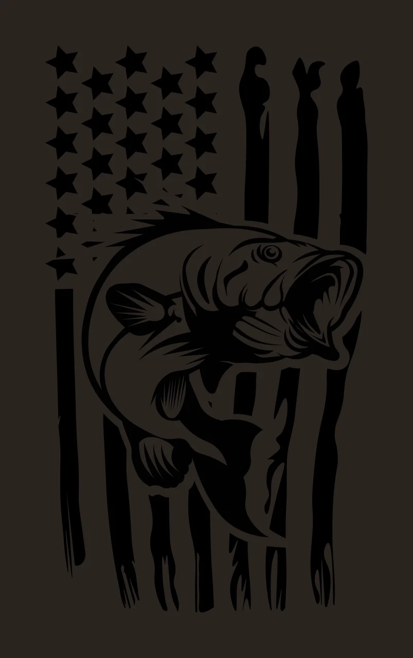 Fish Jumping In Front Of Flag leaping stars stripes black white contrast preview thumbnail