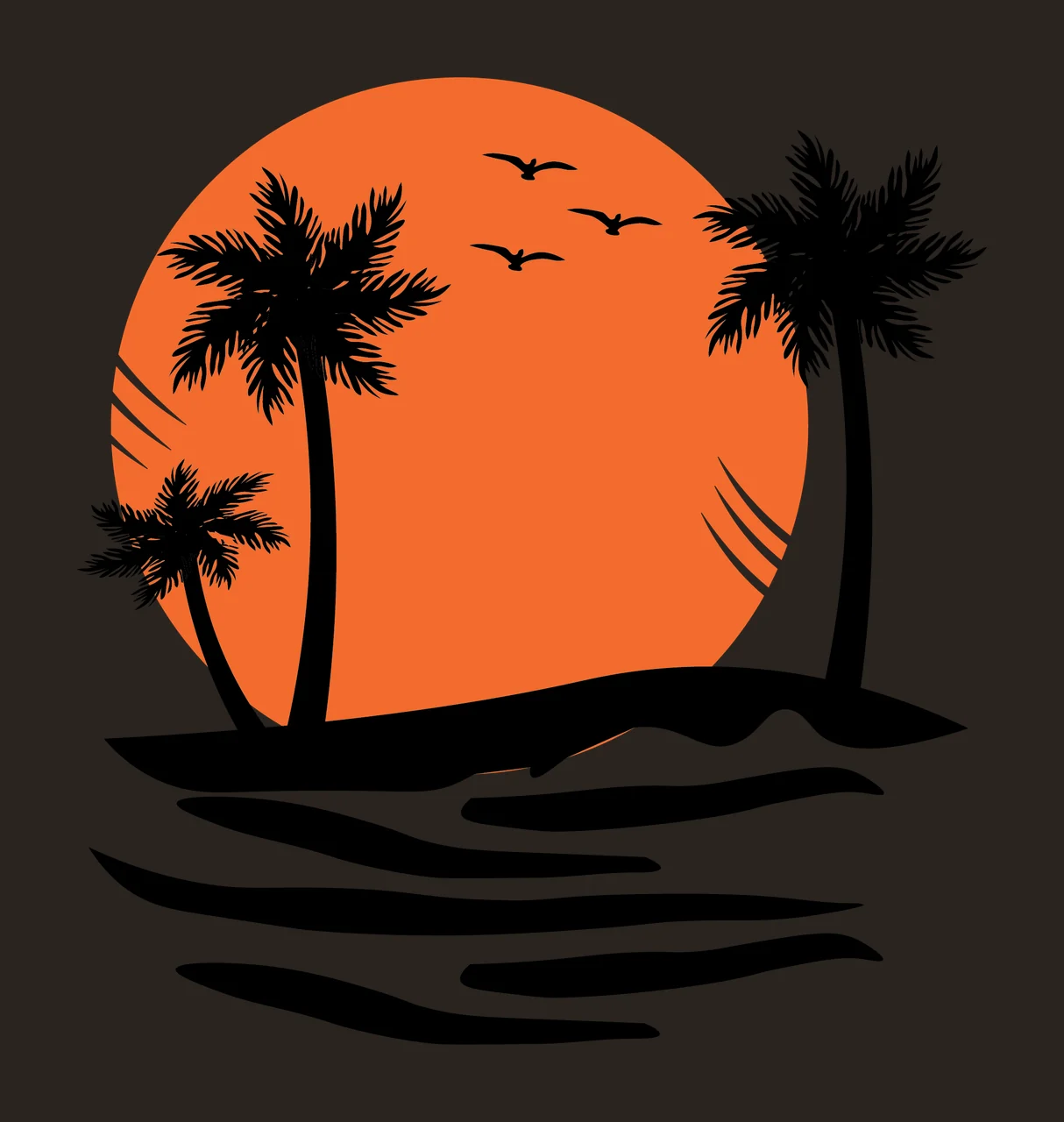 Palm Trees By Sunset Silhouette landscape sun water black white contrast preview thumbnail
