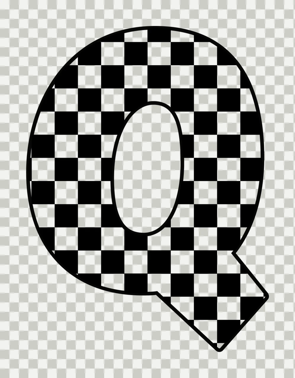 Can Glass Wrap Q Letter With Black White transparency and detail preview thumbnail