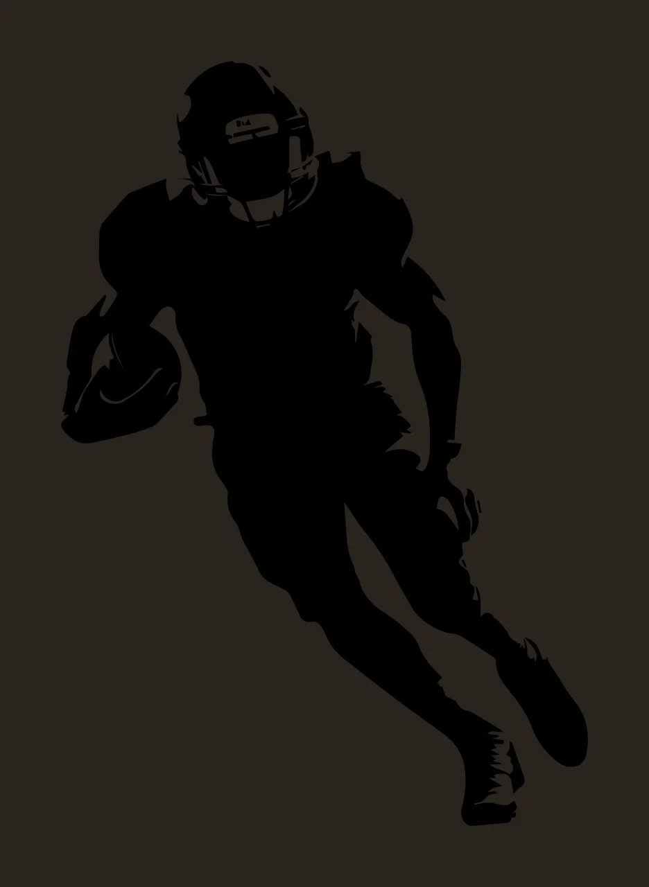 Football Player American Silhouette In Motion running helmet contrast preview thumbnail