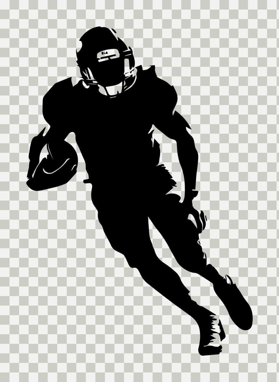 Football Player American Silhouette In Motion running helmet transparency and detail preview thumbnail
