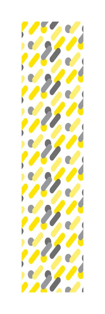 Geometric pattern Illustration with capsule shapes, pill shapes, circles and dots in yellow, light yellow and grey