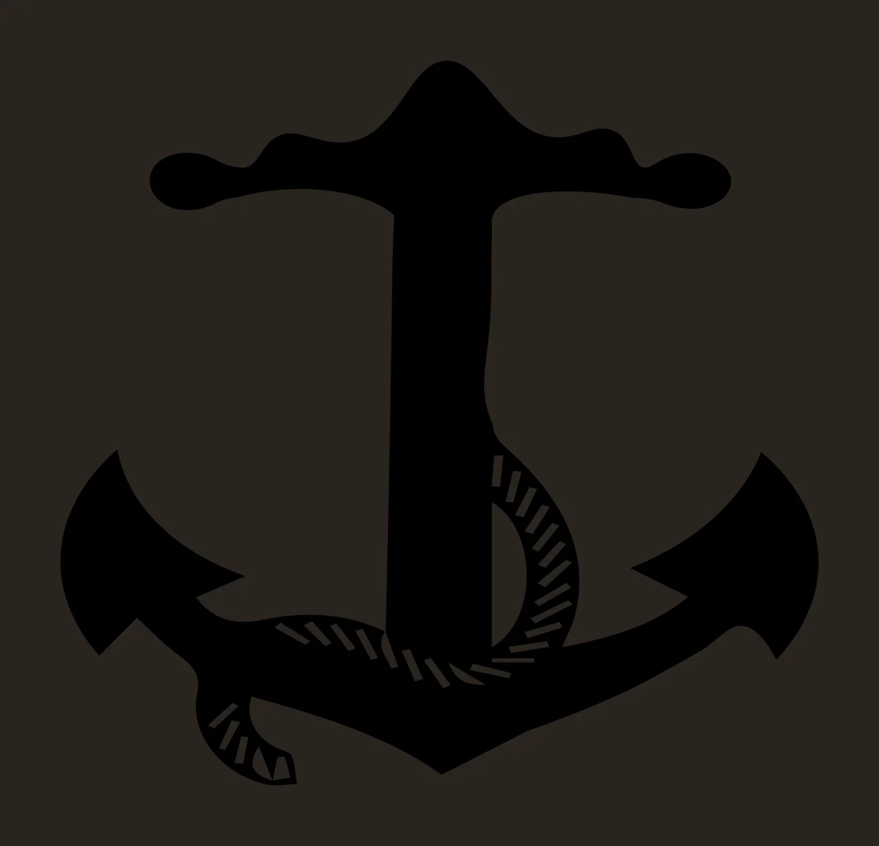 Black Silhouette Illustration Of A Ship Anchor Wrapped rope contrast preview thumbnail