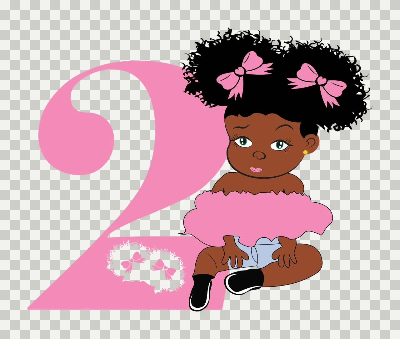 Black 2 Silhouette Of A Curly Haired Figure number two standing transparency and detail preview thumbnail