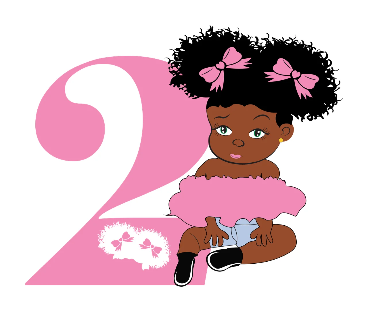 Black 2 Silhouette Of A Curly Haired Figure number two standing