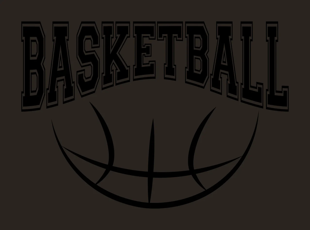 Basketball Text Graphic With Ball Arc arched bold typography contrast preview thumbnail