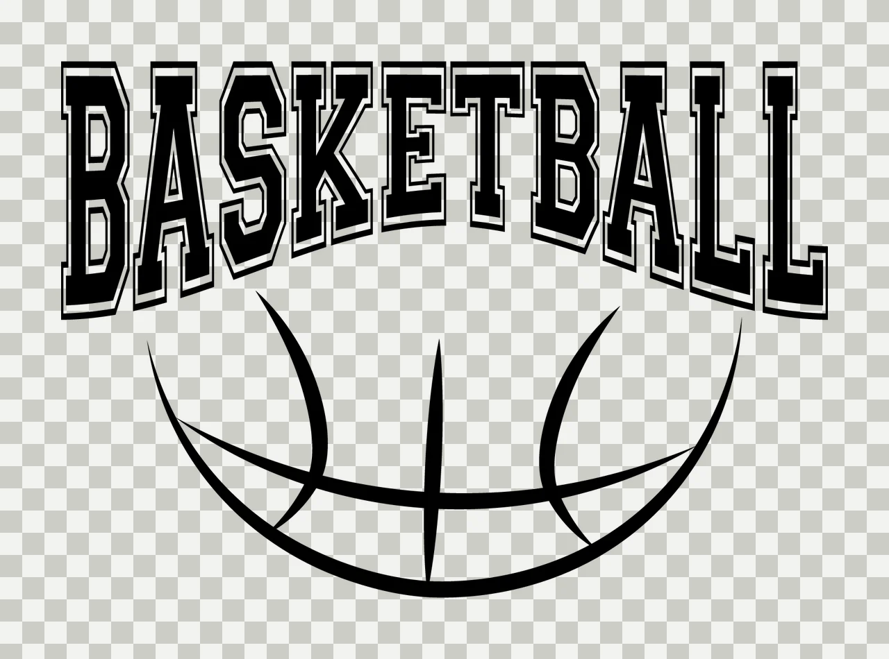 Basketball Text Graphic With Ball Arc arched bold typography transparency and detail preview thumbnail