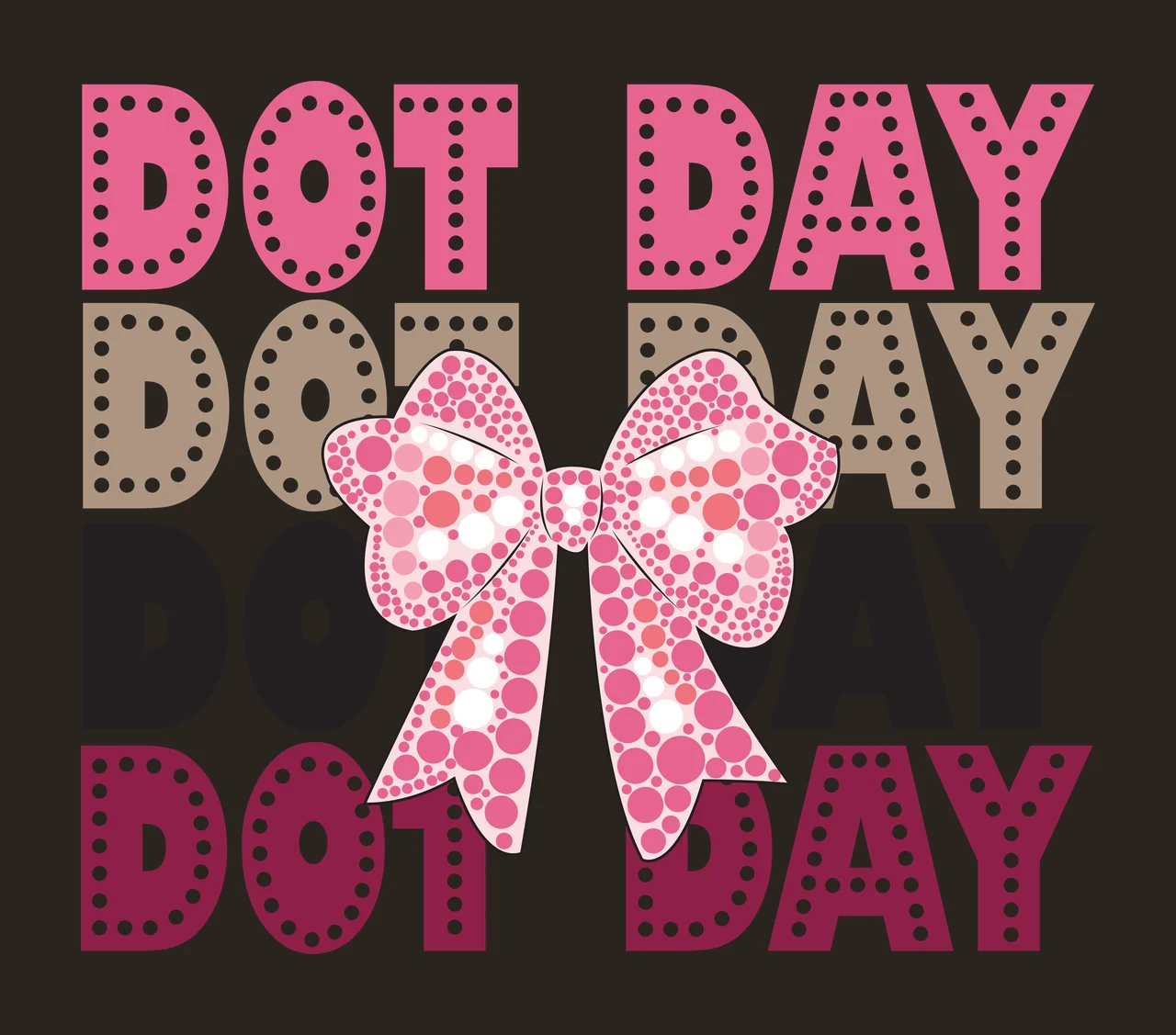 Dot Day Text With Bow stacked circle typography black white contrast preview thumbnail