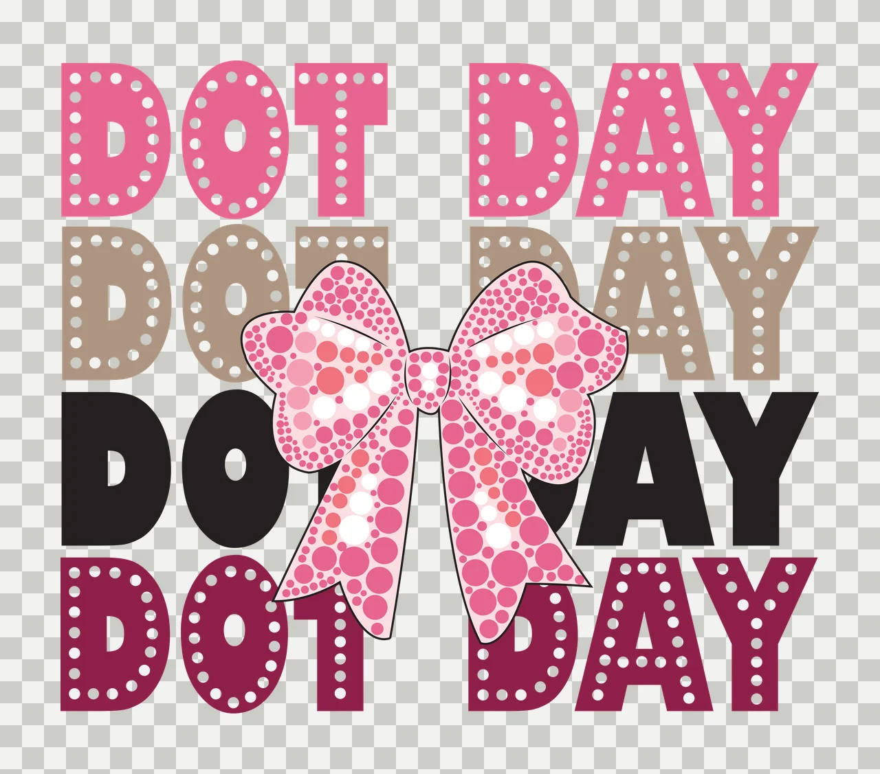 Dot Day Text With Bow stacked circle typography black white transparency and detail preview thumbnail