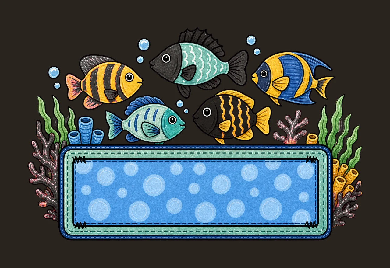 Colorful fish underwater with Name Patch girly Variation A contrast preview thumbnail