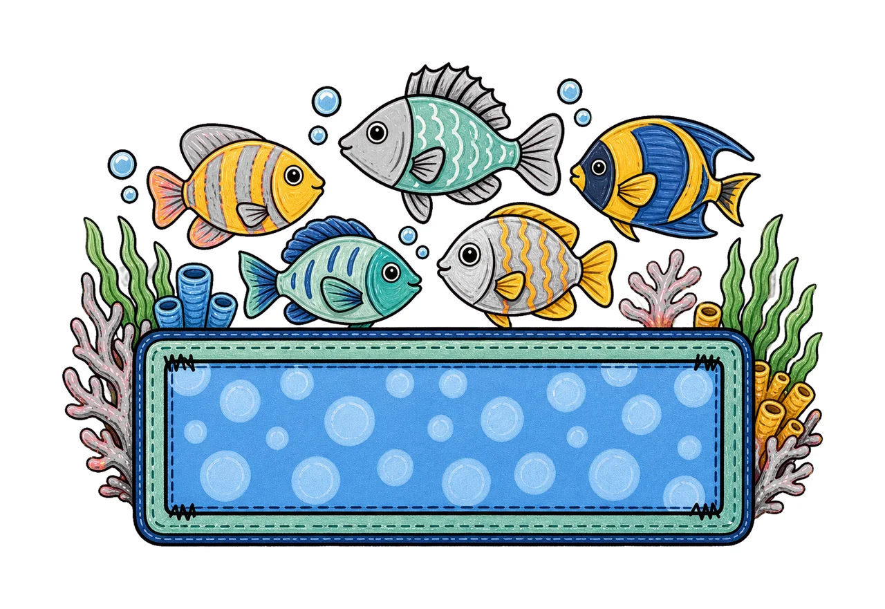 Colorful fish underwater with Name Patch girly Variation A