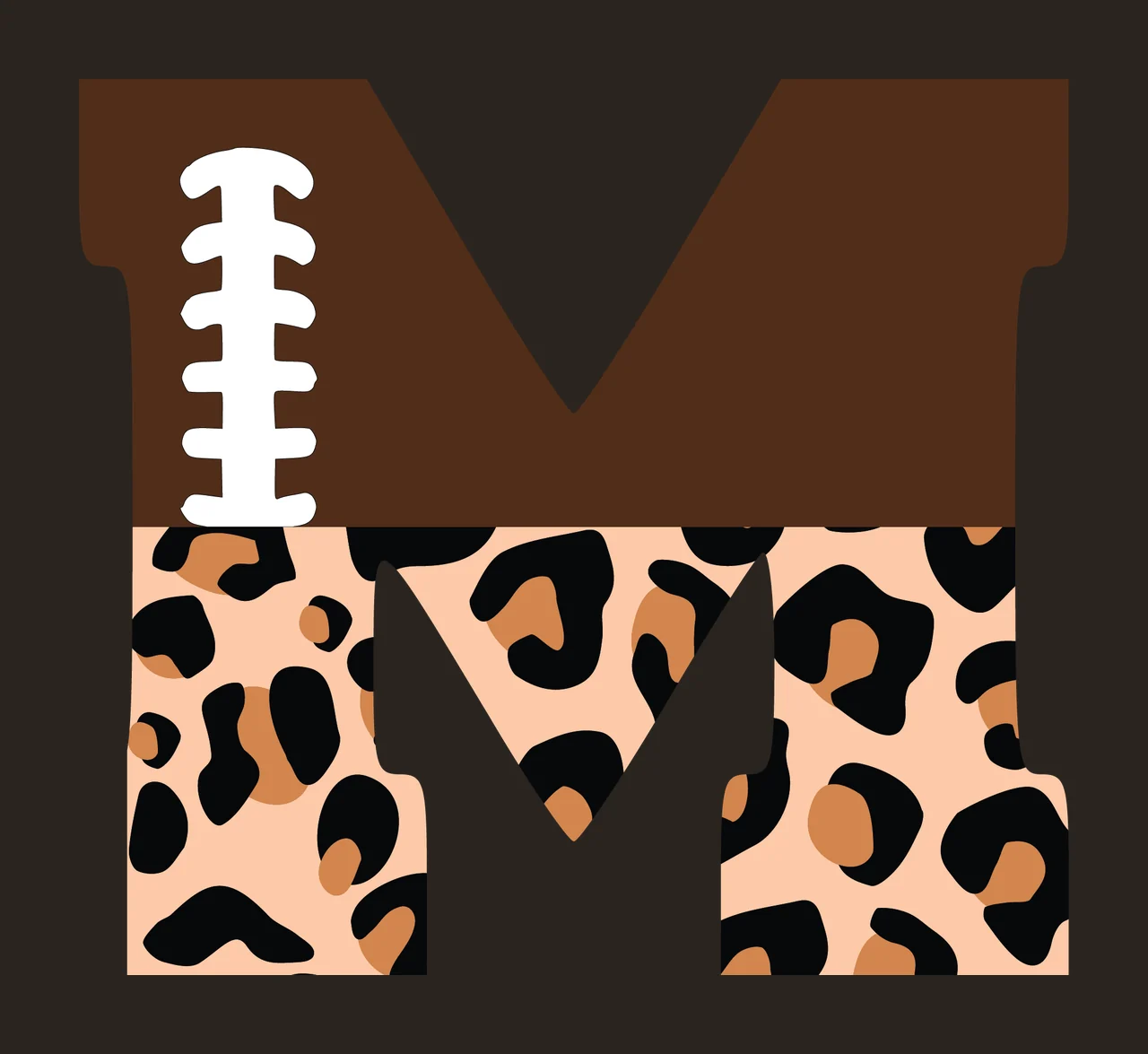 Football Font Half Leopard Character 03 american gridiron touchdown contrast preview thumbnail