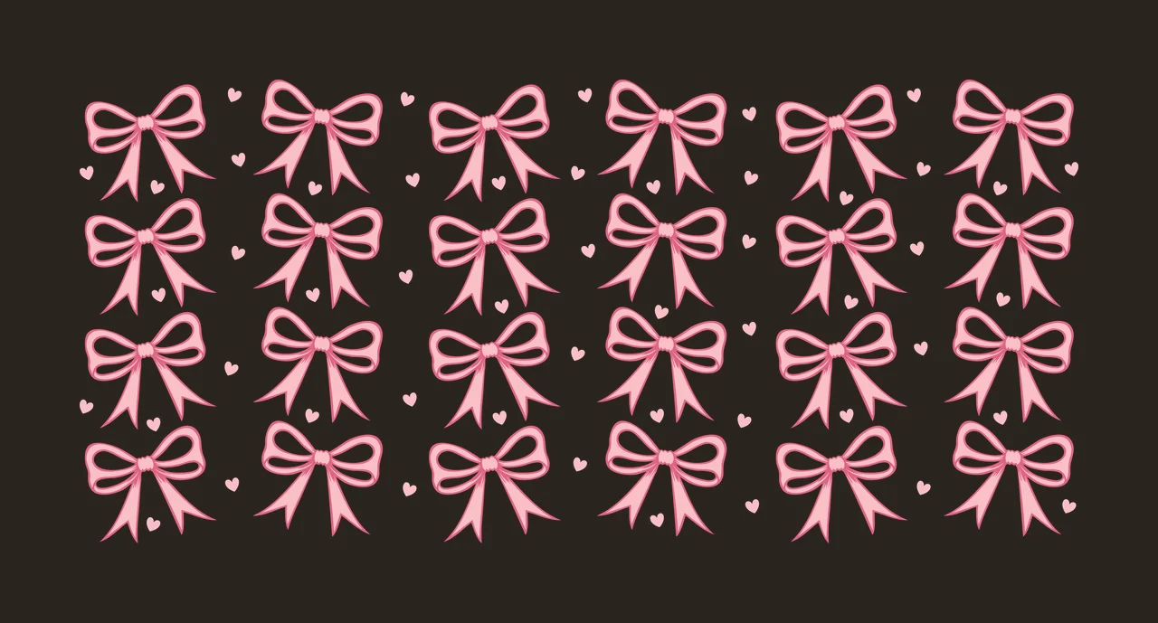 Can Glass Wrap Black Bow And Heart Pattern bows hearts repeating contrast preview thumbnail