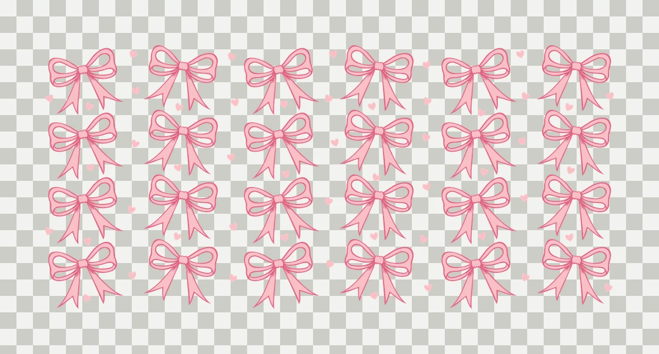 Can Glass Wrap Black Bow And Heart Pattern bows hearts repeating transparency and detail preview thumbnail