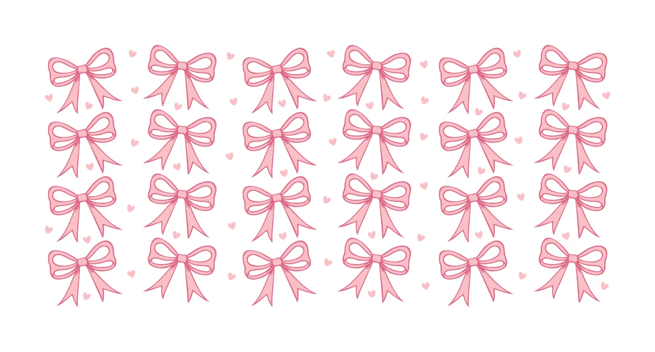 Can Glass Wrap Black Bow And Heart Pattern bows hearts repeating