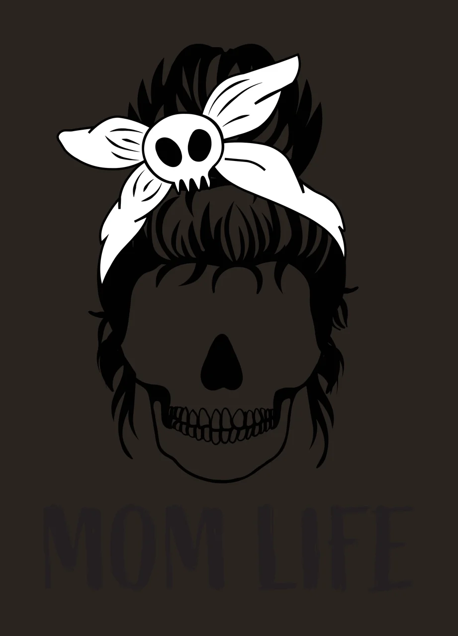 Keychain Mom Life Text With Skull Illustration hair bun bow contrast preview thumbnail