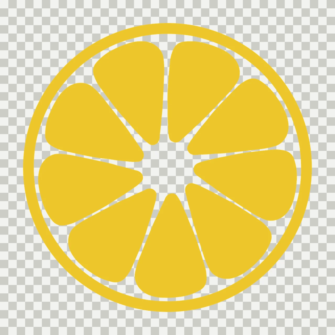 Citrus slice Illustration with yellow citrus slice, fruit pulp segments, outer rind and inner pith gaps in white transparency and detail preview thumbnail
