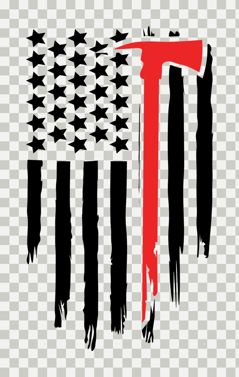 Flag American With Integrated Fire Axe star stripe distressed transparency and detail preview thumbnail