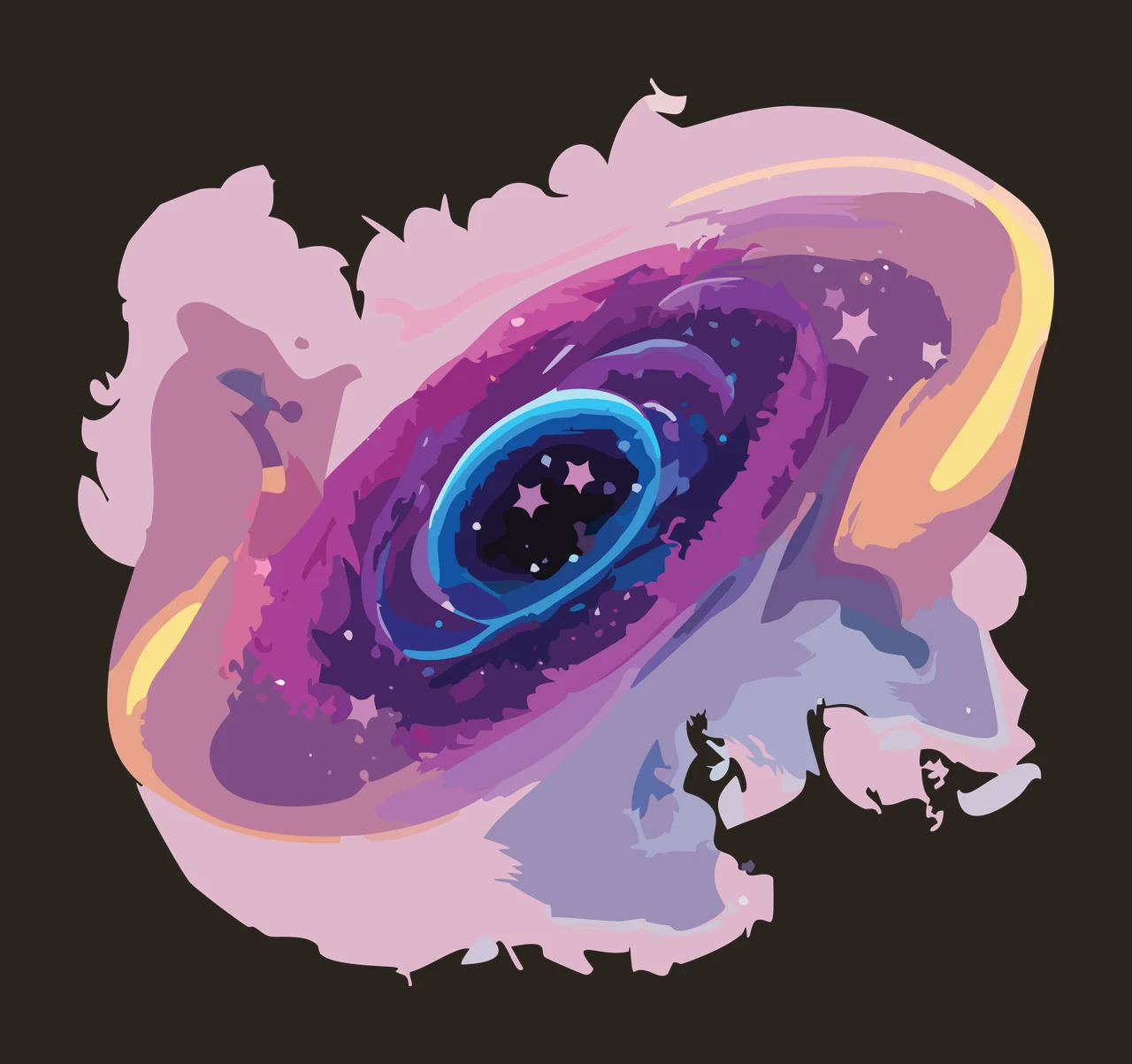 Space Swirling Galaxy Silhouette Graphic Element spiraling contrast preview thumbnail
