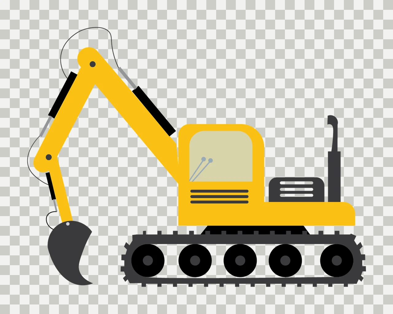 Construction Black Silhouette Of A Excavator With Movable digging transparency and detail preview thumbnail