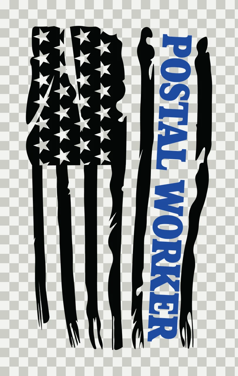 Postal Worker Flag Distressed Graphic stars vintage black white transparency and detail preview thumbnail