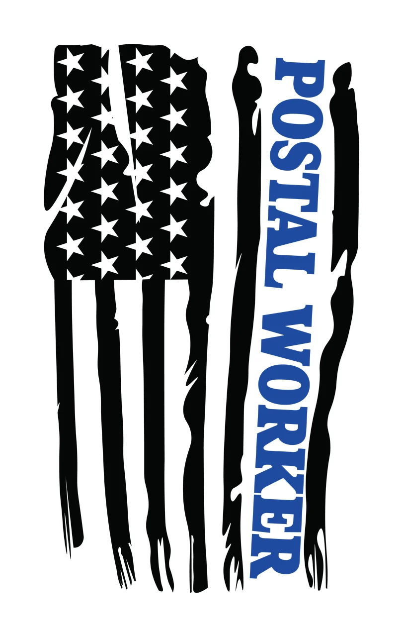 Postal Worker Flag Distressed Graphic stars vintage black white