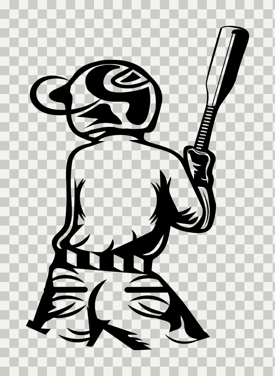 Baseball Player Holding Bat Upright In Black helmet graphic transparency and detail preview thumbnail