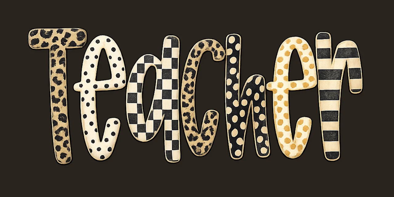 Teacher Leopard Checkered Design Retro Teacher Shirt contrast preview thumbnail