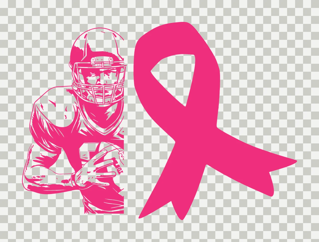 Football Player And Ribbon Silhouette holding ball helmet black transparency and detail preview thumbnail