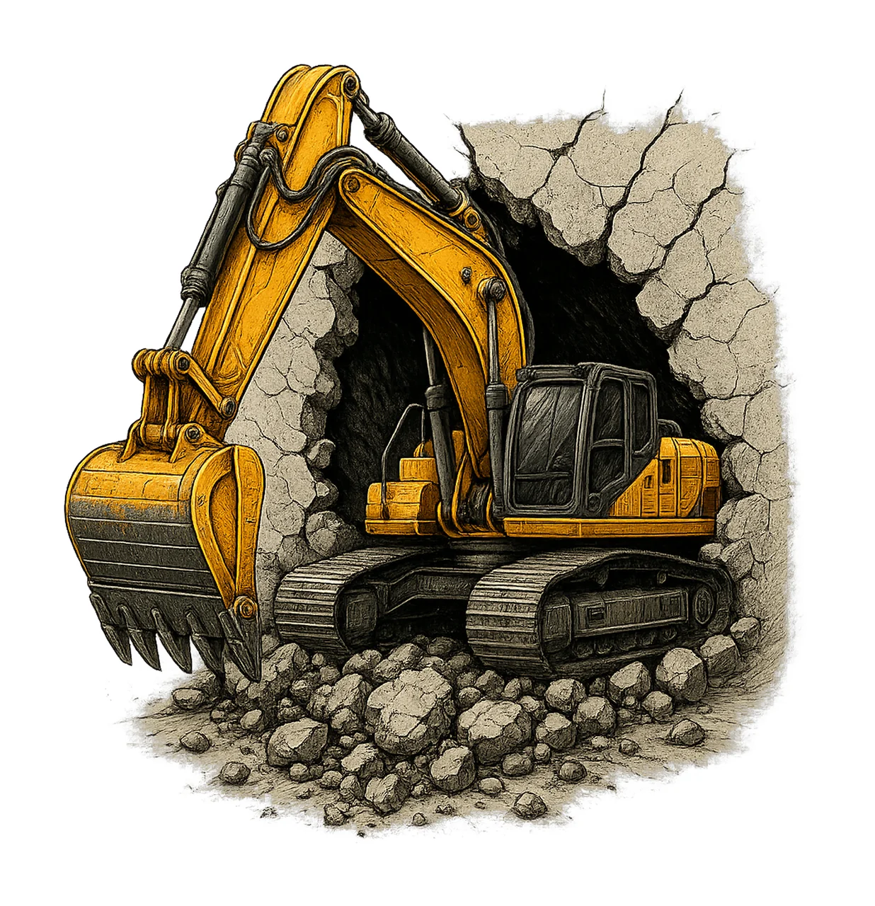 Construction Vehicle Artwork Engineering Art High Quality