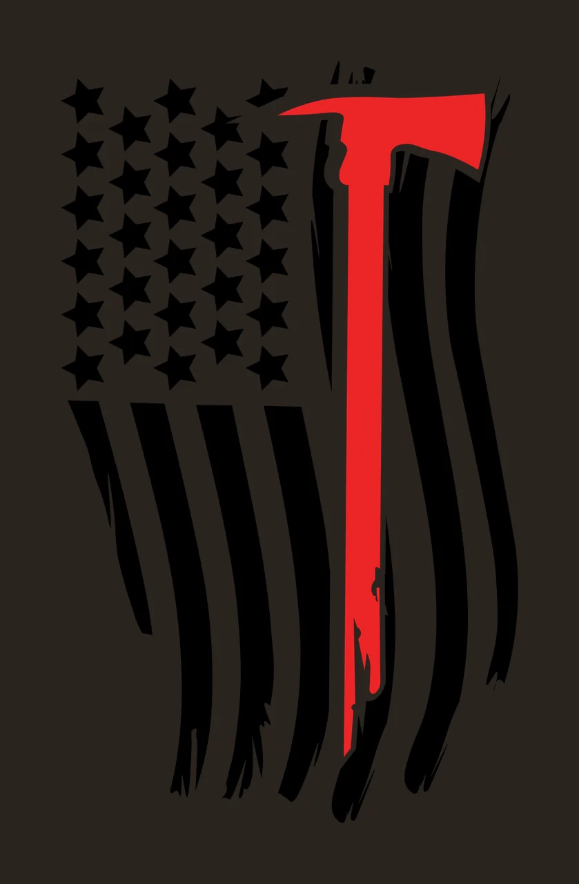 Flag Firefighter Axe And Silhouette stars black star 1 6 F16 2024 with contrast preview thumbnail