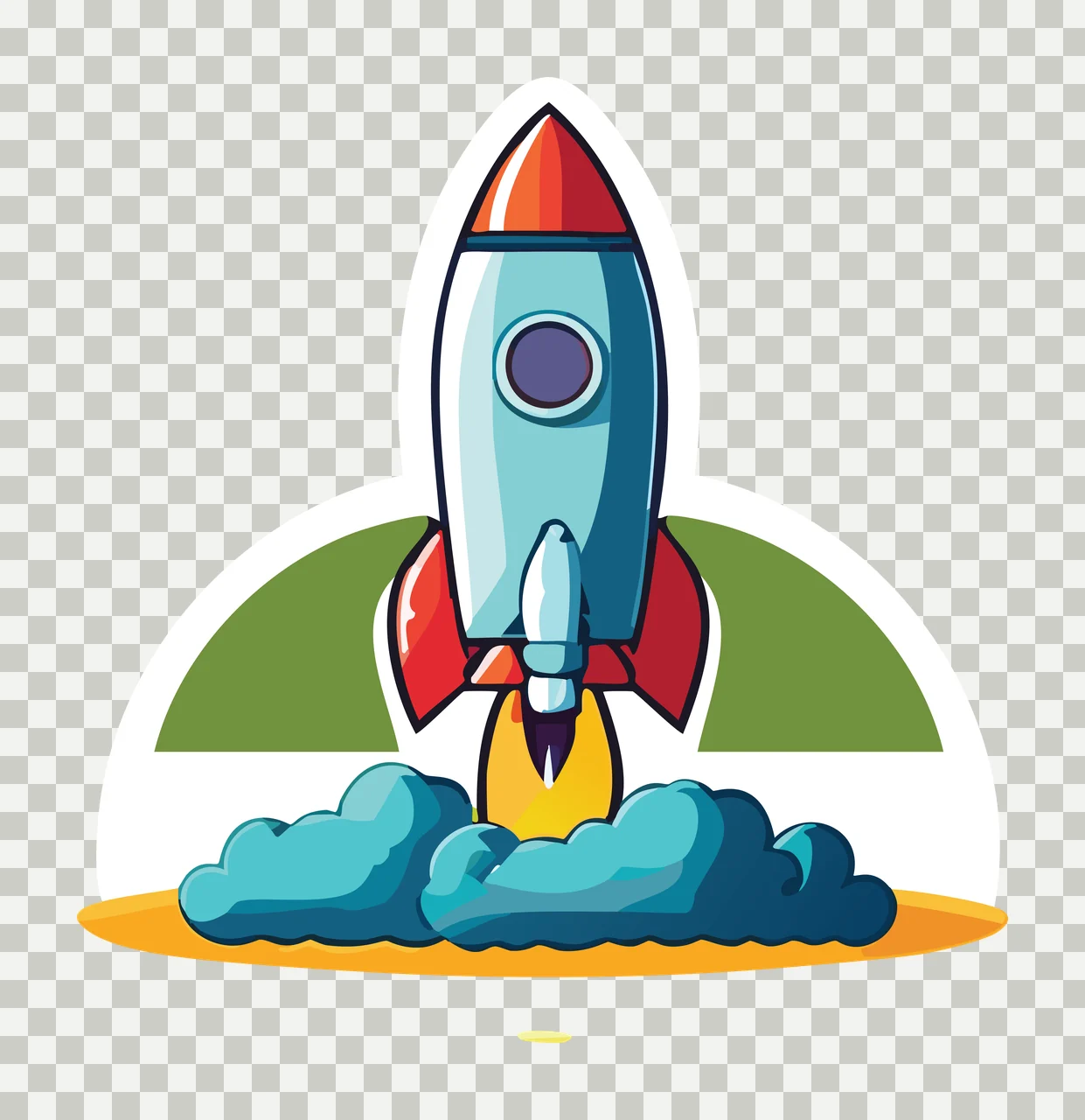 Space Rocket Launching From Ground Surface smoke arch circle transparency and detail preview thumbnail