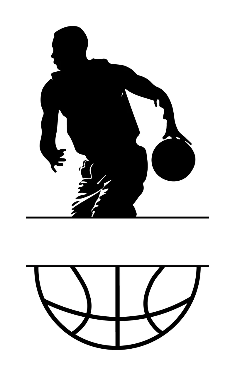 Ball Silhouette Of A Basketball Player Dribbling person lines