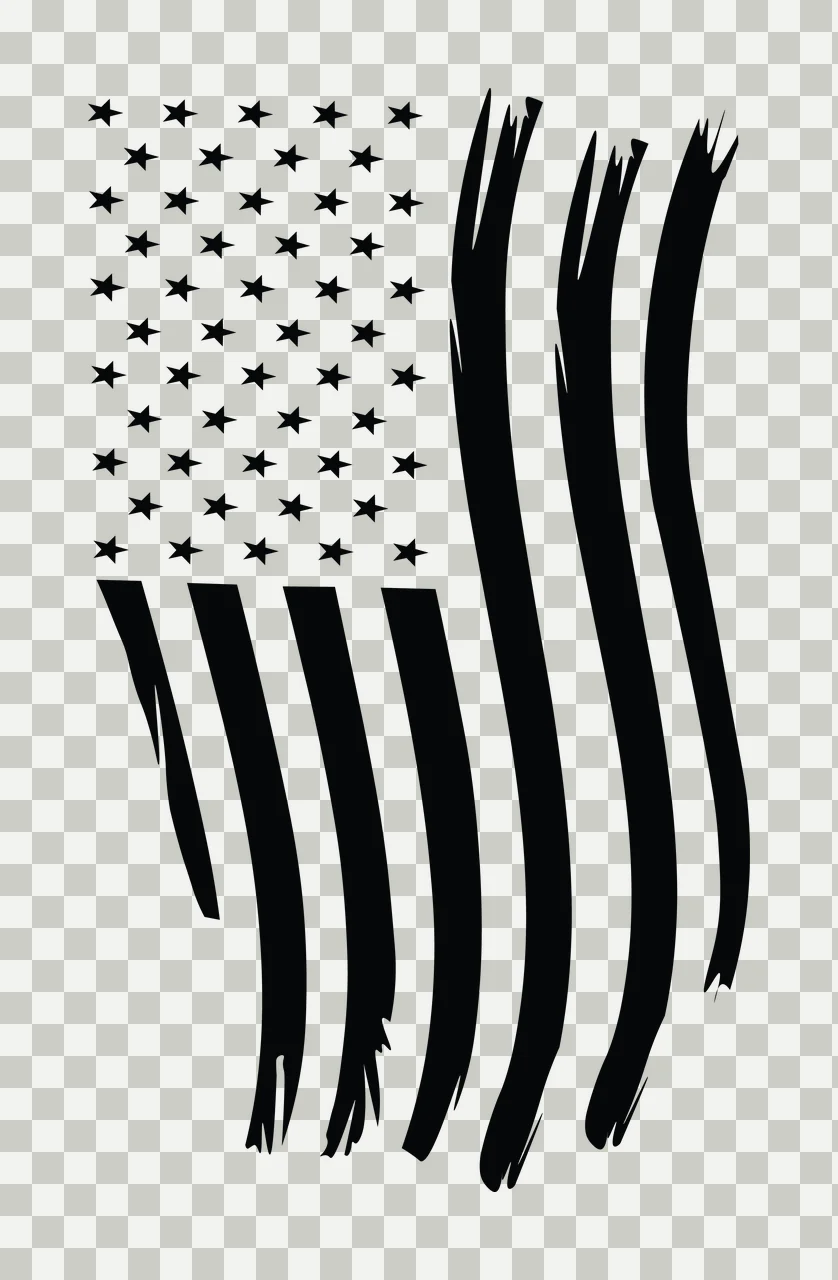 Flag Stars With Vertical Wavy Stripes waving distressed black transparency and detail preview thumbnail