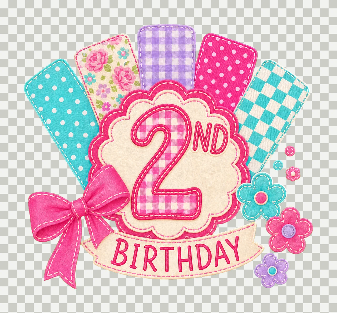 Preppy Patchwork Birthday sublimation instant Variation B transparency and detail preview thumbnail
