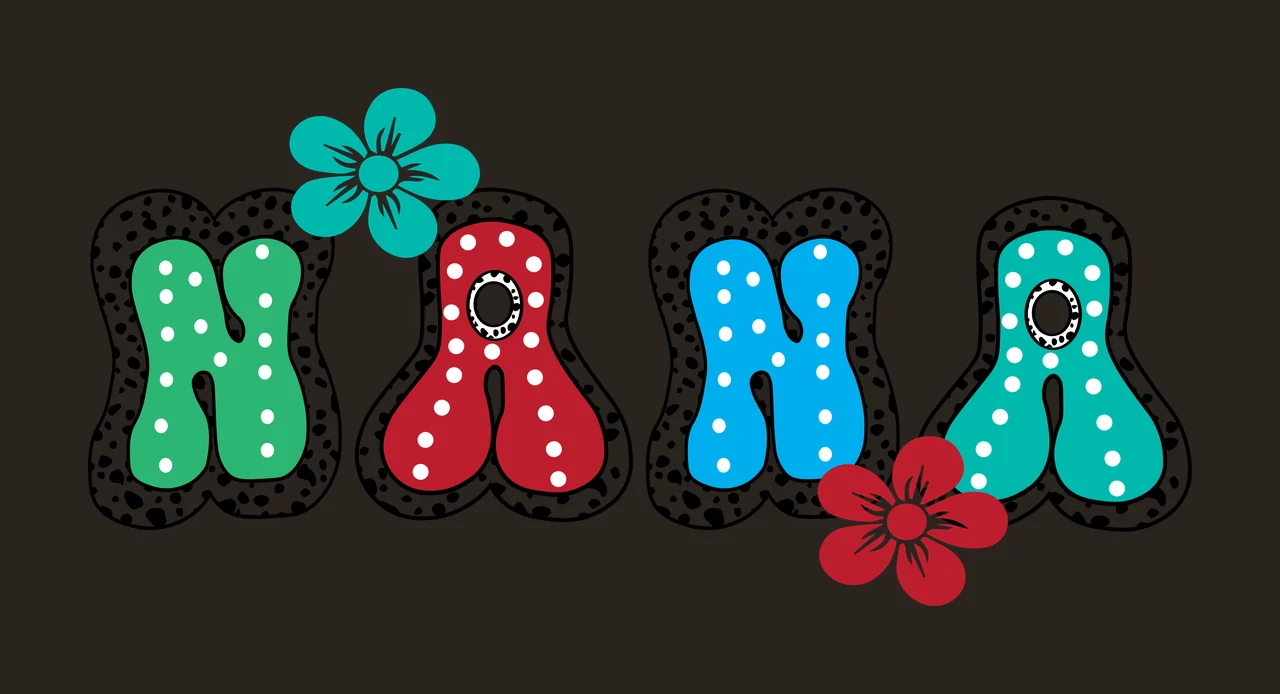 Nana Text Design With Flowers flower black white typography contrast preview thumbnail