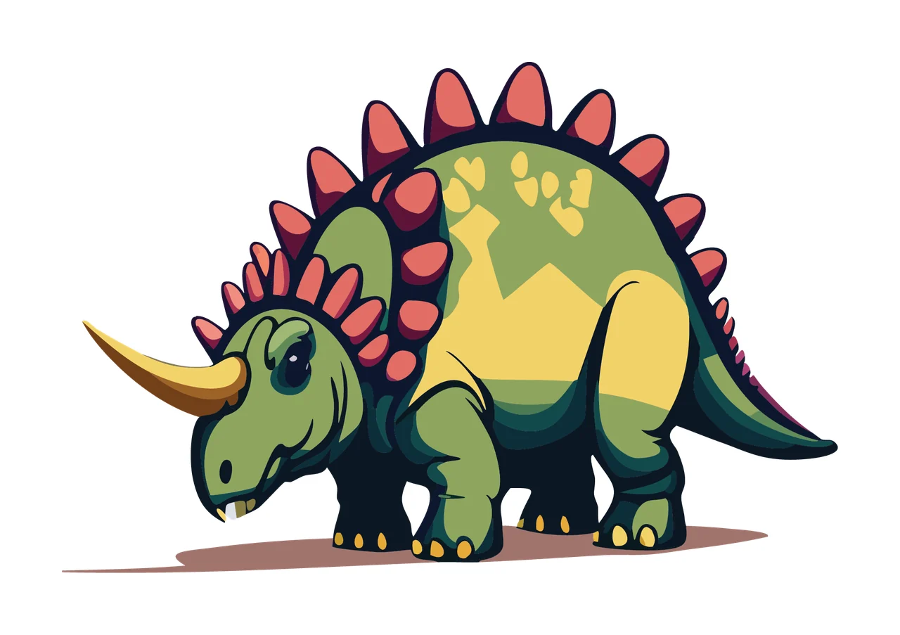 Dinosaur Silhouette Standing Profile View spikes black white