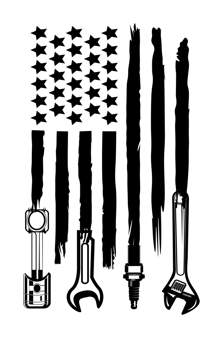 Mechanic Automotive Tool Patriotic Flag Graphic displayed stars