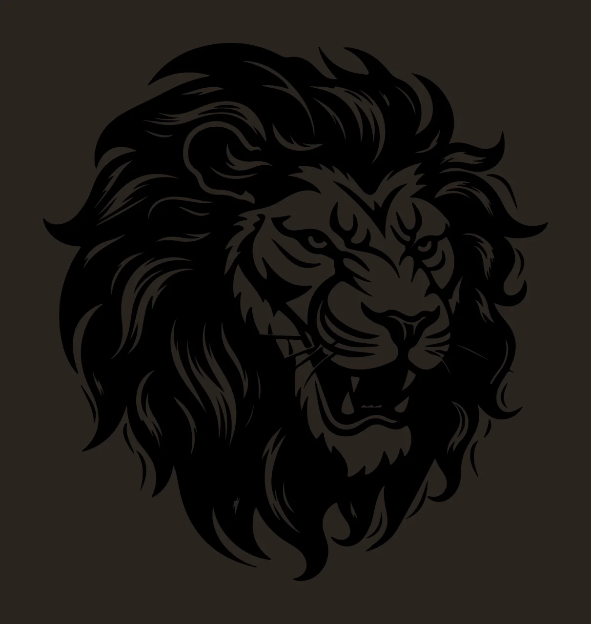 Lion Head Roaring Graphic mane ink illustration black white contrast preview thumbnail